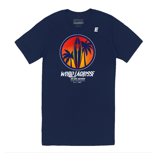 World Lacrosse Championship Surfboard Youth Short Sleeve T-Shirt - Navy