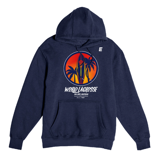 World Lacrosse Championship Surfboard Youth Hooded Sweatshirt - Navy